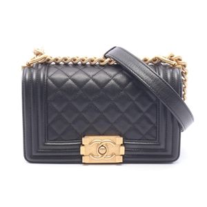 [Pre-owned] Chanel CHANEL Shoulder Bag Boy Chanel Small A67085 Black Caviar Skin (Grained Calf) Boy Chanel Small Chain Shoulder Bag