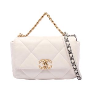 [Used] Chanel CHANEL Shoulder Bag 19 Dixneuf Matelassé AS1160 White Leather CHANEL19 Matelassé Chain Shoulder Women's Used B