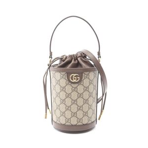 [Used] Gucci Ophidia Mini Bucket Bag GG Supreme 2-Way Handbag 7601999AAD98341 PVC Coated Canvas Leather Shoulder Bag for Women