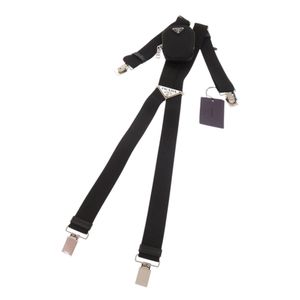 新品同様 プラダ トライアングルロゴ ポーチ付き サスペンダー ナイロン ブラック 1432【中古】PRADA