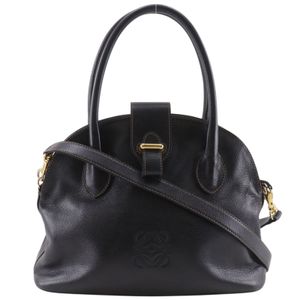 LOEWE Anagram 手提包，兩用單肩包，小牛皮，黑色，單肩包/手提包，兩用，A5 尺寸，拉鍊，女士 [二手]