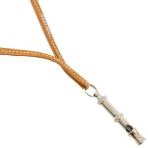 Hermes シフレ Necklace, Whistle Design, Metal x Leather, Silver/Brown, Approx. 20.5g, Women's [Used]