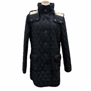 BURBERRY LONDON LONDON 女式大衣，狀況極佳，帶有品牌標誌紐扣、立顏色、Nova Check 格紋襯裡、絎縫，黑色，尺碼 40，日本製造，正品。