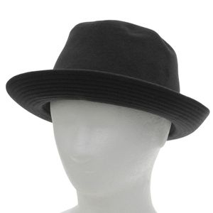 미사용급 HERMES 에르메스 캐시미어 100% 사슴 가죽 리본 페도라 버킷햇/중절모/페도라 다크 그레이 FR 58 프랑스제 정품 남성용