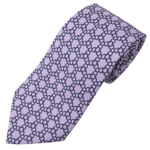 Unused ▲HERMES 5339 TA 100% Silk Patterned Tie, Iris Blue Foncé, Givre, Made in France, Men's, with Box