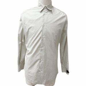 Mint condition HERMES long-sleeved shirt in lambskin leather with Chaine d'Ancre pattern, featuring cuff buttons. Greige color, size FR 38. Made in France. Authentic. Men's.