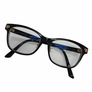 良品 Cartier カルティエ パンテール ウェリントン メガネ 眼鏡 アイウェア ブラック ゴールド金具 52□16-145 度入り イタリア製 メンズ
