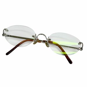 美品 Cartier カルティエ 2Cデコール リムレス ツーポイント メガネ 眼鏡 アイウェア シルバー ブラウン □20-130 フランス製 メンズ