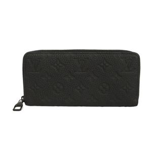 Pre-owned LOUIS VUITTON Zippy Wallet Horizontal, current model, LV logo, flower embossed, black, round zipper, billfold, card case, coin case, RFID IC chip, Monogram Taurillon Noir leather, long wallet, M11721