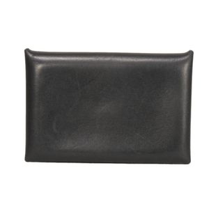 Pre-owned HERMES Calvi logo foil stamped smooth calfskin snap button pass case/card holder in box calf leather, black.