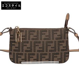 Fendi 8BS073 BAGUETTE POUCH Zucca pattern FF jacquard fabric baguette pouch slim clutch chain bag [Used]