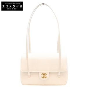 Chanel AS6130 White Caviar Gold Hardware Preppy Coco Small Flap Handbag [Used]