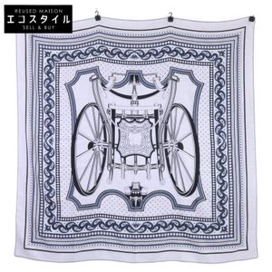 エルメス LES ROUES DE PHAETON 四輪馬車の車輪 シルク/カシミヤ カレジェアン 140 ショール 【中古】