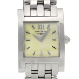 LONGINES DolceVita watch L5.166.4, stainless steel x mother-of-pearl, quartz, analog display, yellow mother-of-pearl dial, women's [used]