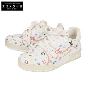 LOUIS VUITTON x Takashi Murakami 24년형 1AJQCC 모노그램 멀티컬러 트레이너 스니커즈 37 [중고]